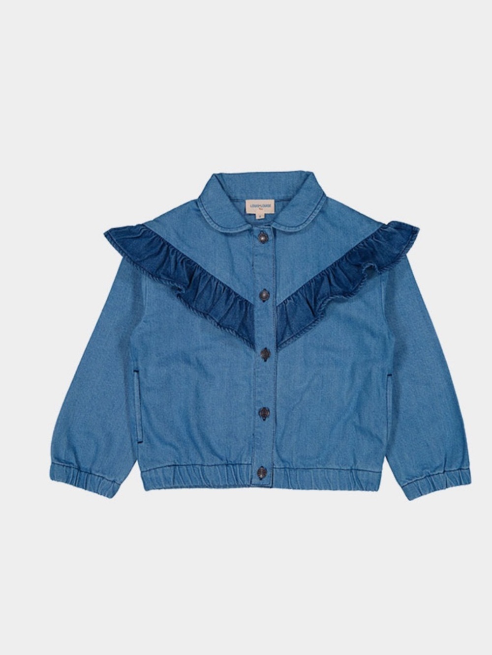 Louis Louise Girls Ruffle Shacket Size 12 Blue Denim Jacket Girls